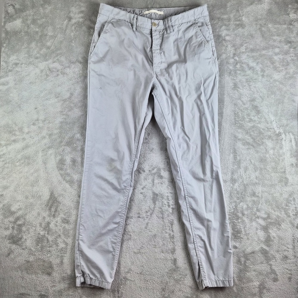 Norse Projects Pamts Mens 34 Light Grey Aros Slim Light Twill‎ Button Fly Chino